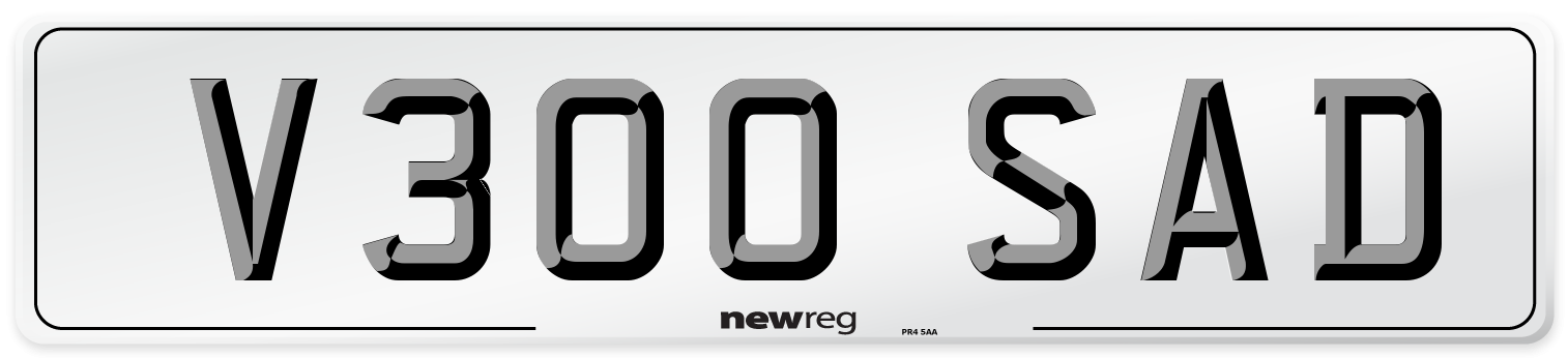 V300 SAD Number Plate from New Reg